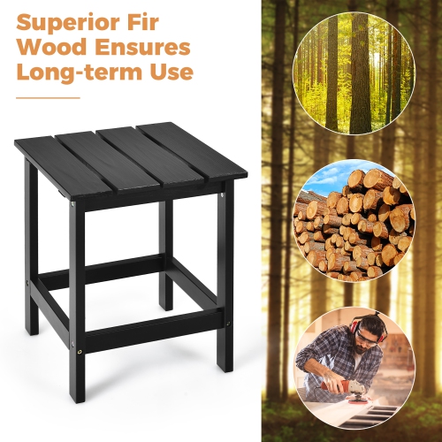 Costway 2PCS Patio Adirondack Chair Side Table Set Solid Wood Garden Deck Black