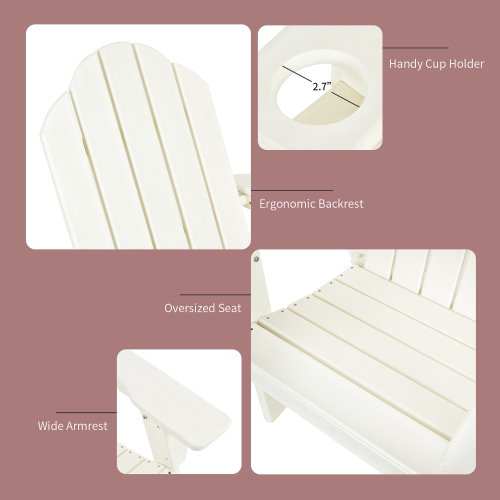 Costway 2PCS Patio Adirondack Chair Side Table Set Weather Resistant Cup Holder