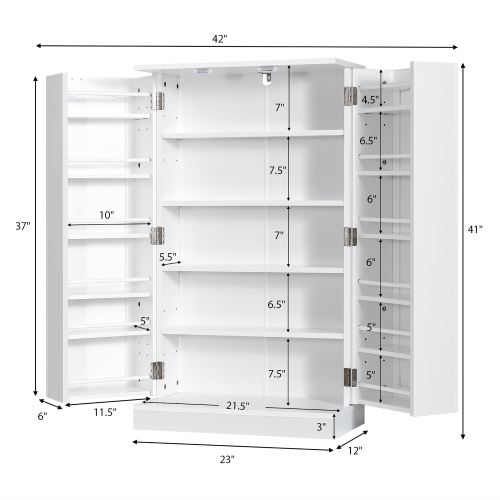 Costway 41" Farmhouse Kitchen Pantry Storage Cabinet w/Doors Adjustable Shelves