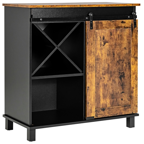 Costway Kitchen Buffet Storage Cabinet Sideboard w/Sliding Barn Door Wine Rack