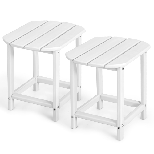 Costway 2PCS 18" Patio Adirondack Side Table Weather Resistant Garden Yard White