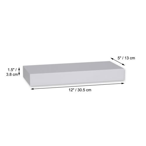 ITY International - Mini Individual Wooden Floating Shelf, 12" x 5.1" x 1.5",White