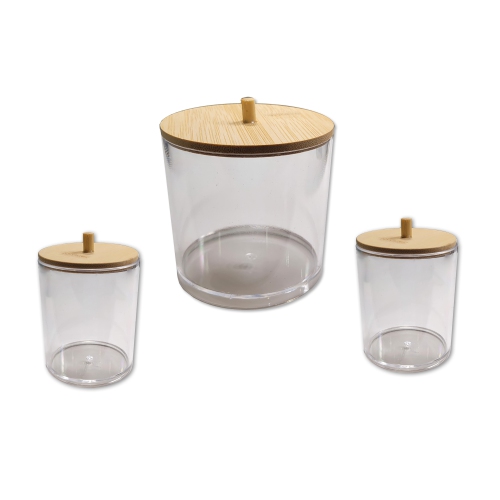 ITY International - Set of 1 Large and 2 Small Storage Jar with Bamboo Lid