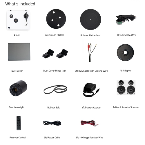 Tourne-disque haute fidélité RT81 Elite de Fluance et Ai41 haut-parleurs d'étagère stéréo amplifiés de 5 po