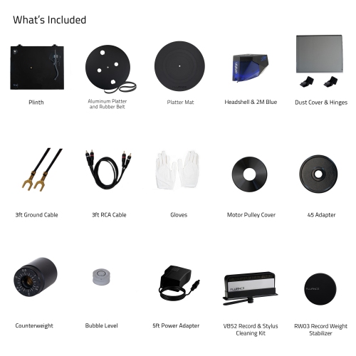 Fluance RT84 Reference Vinyl Turntable Record Player with Record Weight and Vinyl Cleaning Kit