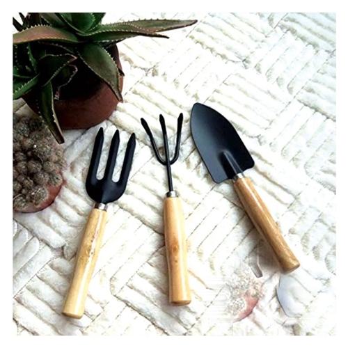 3PCS Garden Planting Tool Set Bonsai Succulent Transplanting Iron Rake Shovel Trowel Garden Planting Hand Tools for Home Garden