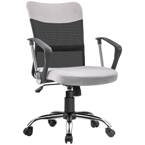 Vinsetto Ergonomic Office Chair, Mid Back Mesh Chair with Armrests, Adjustable Height, Grey and Black