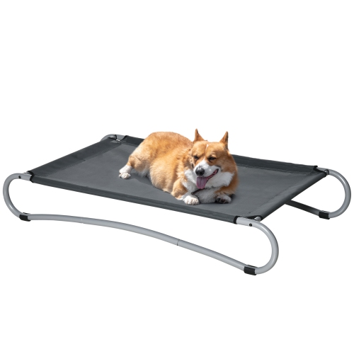 PAWHUT  Elevated Dog Bed, Pet Cot, Steel Frame And Breathable Mesh Surface, for Extra Large Dogs, Indoor Or Outdoor Use In Grey