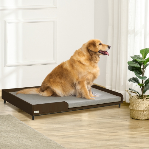 PawHut Elevated Dog Bed Frame, Furniture Style Pet Sofa, Modern Portable Cat Lounge, with Soft Cushion, Washable Cover, Steel Legs, for Large Dog,