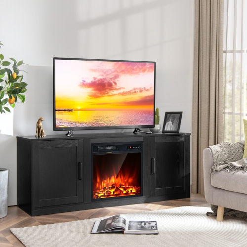 Costway 58" Fireplace TV Stand Entertainment Console W/ 18" Electric Fireplace