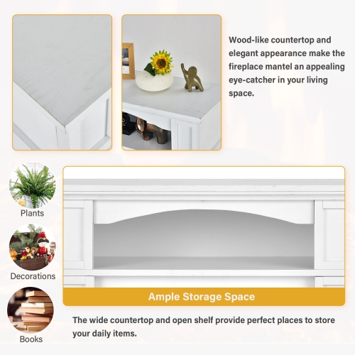 Costway 32" 1400W Electric Fireplace Mantel TV Stand Space Heater W/ Shelf