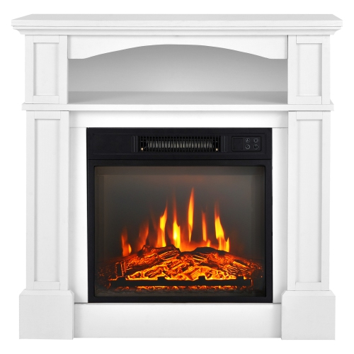 Costway 32" 1400W Electric Fireplace Mantel TV Stand Space Heater W/ Shelf