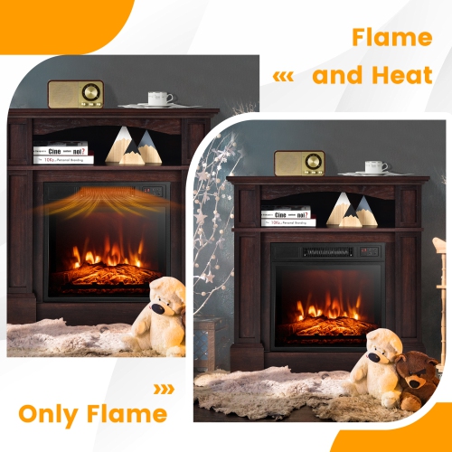 Costway 32" 1400W Electric Fireplace Mantel TV Stand Space Heater W/ Shelf