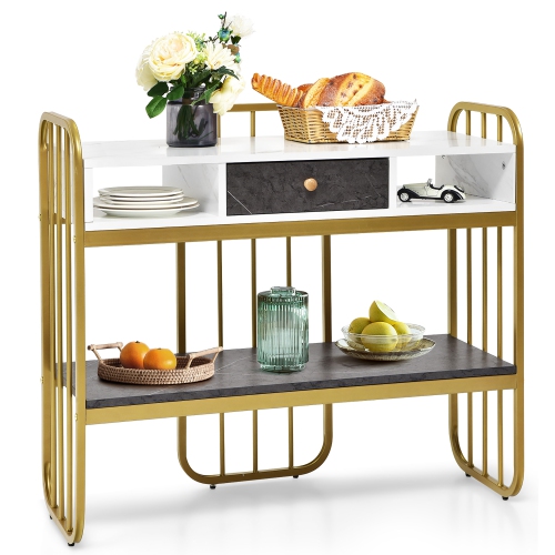 COSTWAY  Console Table With Drawer Storage Shelf Wide Tabletop Modern for Entryway
