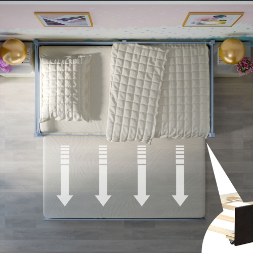Costway Twin Size Trundle Daybed Wooden Slat Support Mattress Platform for Kids