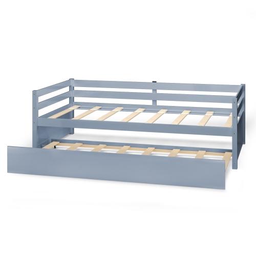 Costway Twin Size Trundle Daybed Wooden Slat Support Mattress Platform for Kids