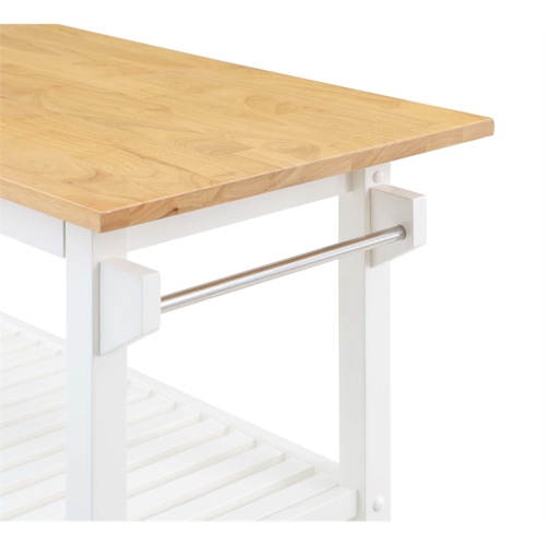 Designs2Go Three-Tier Butcher Block Kitchen Prep Island with Drawer- White Wood