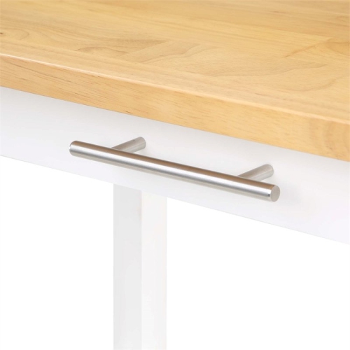 Designs2Go Three-Tier Butcher Block Kitchen Prep Island with Drawer- White Wood