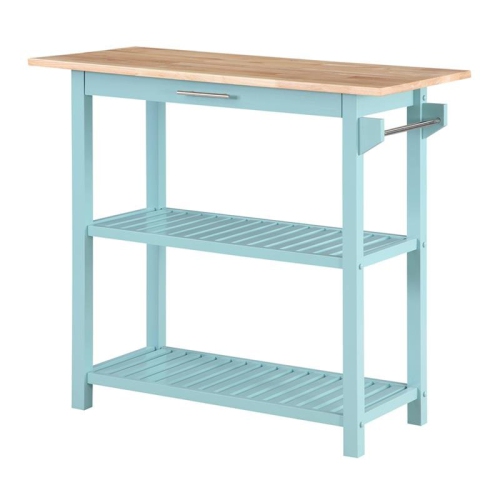 CONVENIENCE CONCEPTS  Designs2Go Three-Tier Butcher Block Kitchen Prep Island W/drawer In Wood In Blue