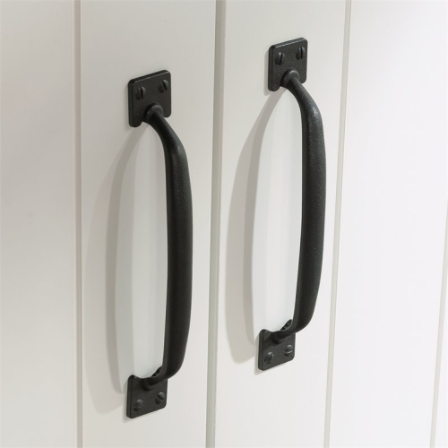 Pemberly Row 2-Barn Door Engineered Wood Narrow Storage Cabinet in Soft White