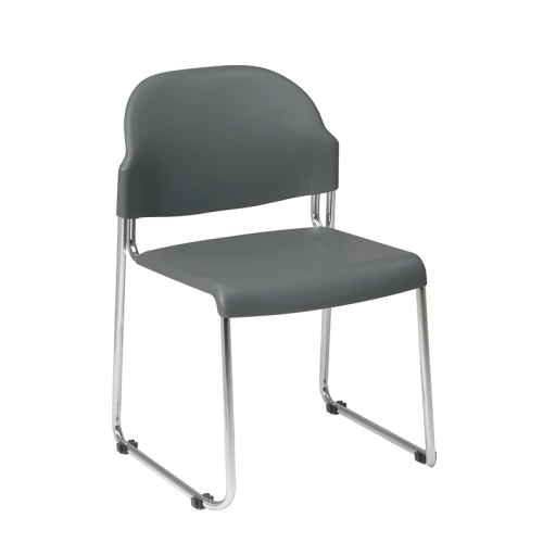 OFFICE STAR  Plastic Stacking Chair In Gray Set Of 4