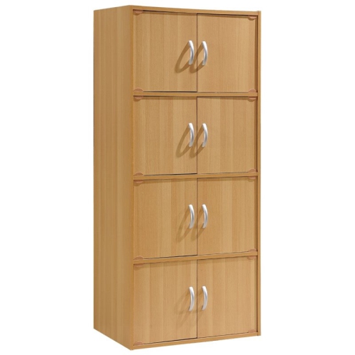 HODEDAH  4 Shelf 8 Door Versatil Wooden Bookcase Cabinet In Finish In Beige