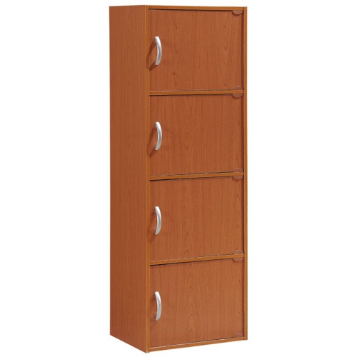 HODEDAH  4 Shelf 4 Door Multi-Purpose Wooden Bookcase In Cherry Finish