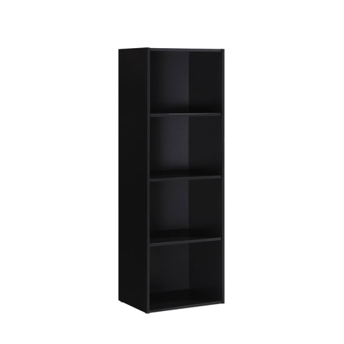 HODEDAH  Four Shelf Multi-Purpose Wooden Bookcase In Finish In Black