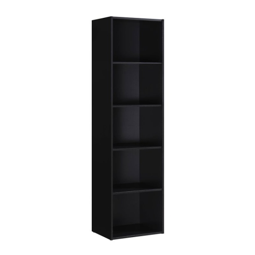 HODEDAH  Five Shelf Multi-Purpose Wooden Bookcase In Black Finish