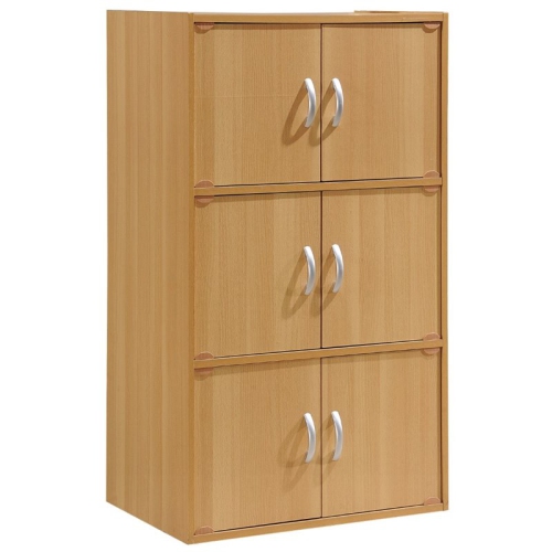 HODEDAH  3 Shelf 6 Door Multi-Purpose Wooden Bookcase In Finish In Beige