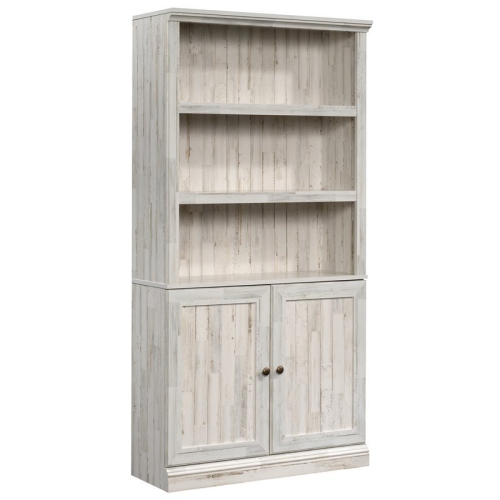 PEMBERLY ROW  3-Shelf 2-Door Tall Wood Bookcase In White Plank