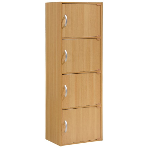 HODEDAH  4 Shelf 4 Door Multi-Purpose Wooden Bookcase In Finish In Beige