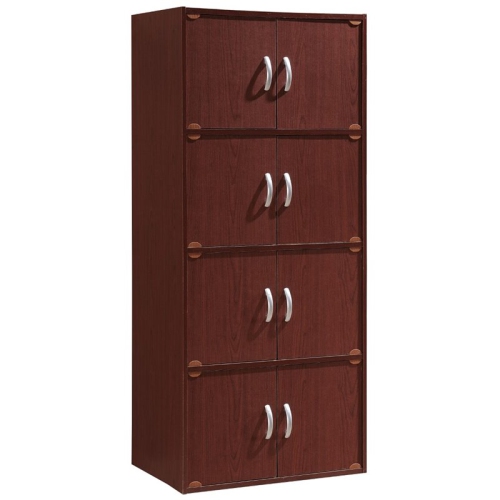HODEDAH  4 Shelf 8 Door Versatil Wooden Bookcase Cabinet In Finish In Mahogany