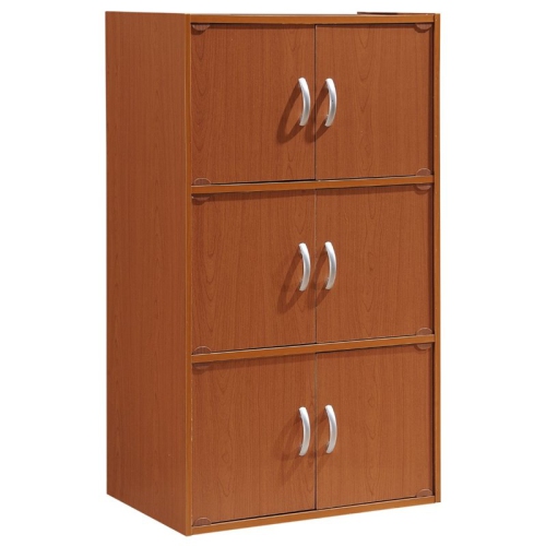 HODEDAH  3 Shelf 6 Door Multi-Purpose Wooden Bookcase In Cherry Finish