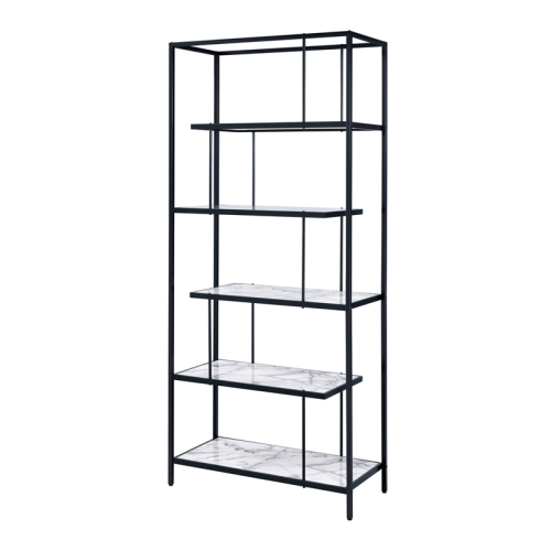 Furniture of America Lakely Metal 5-Shelf Bookcase in Black and White