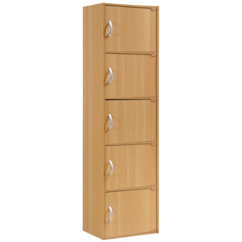 HODEDAH  5 Shelf 5 Door Multi-Purpose Wooden Bookcase In Finish In Beige