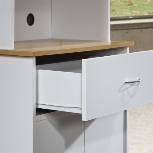 Hodedah Kitchen China with 4-Door 1-Drawer and Microwave Space in White Wood