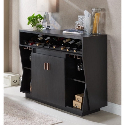 BOWERY HILL  Modern Wood Multi-Storage Buffet Cabinet In In Black