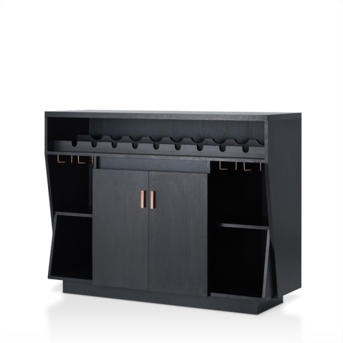 Bowery Hill Modern Wood Multi-Storage Buffet Cabinet in Black