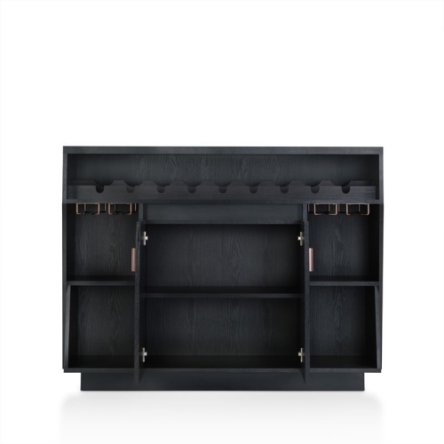 Bowery Hill Modern Wood Multi-Storage Buffet Cabinet in Black