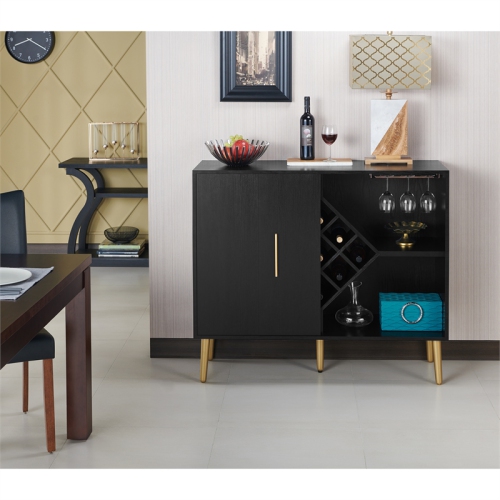 Bowery Hill Contemporary Wood Multi-Storage Buffet in Black