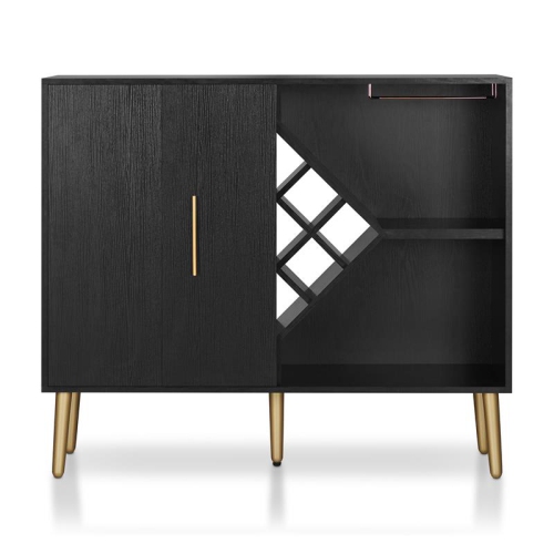 Bowery Hill Contemporary Wood Multi-Storage Buffet in Black