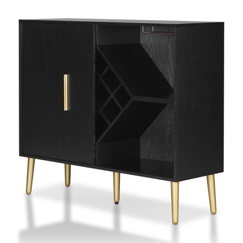 Bowery Hill Contemporary Wood Multi-Storage Buffet in Black