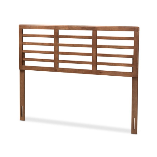 Bowery Hill Mid-Century Wood Slat Full Headboard in Walnut Brown