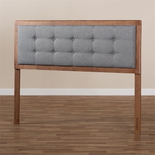 Baxton Studio Sarine Mid-Century Wood Tufted Queen Headboard in Dark Gray