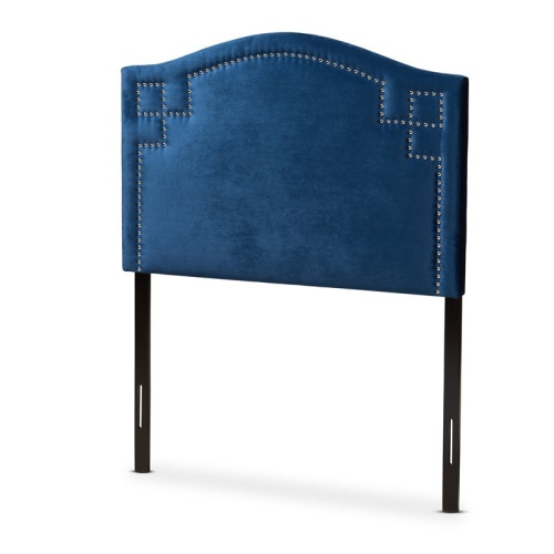 Bowery Hill Modern Velvet and Wood Twin Headboard in Royal Blue