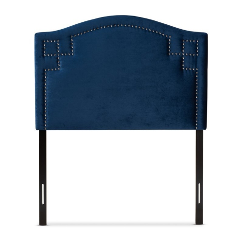 Bowery Hill Modern Velvet and Wood Twin Headboard in Royal Blue