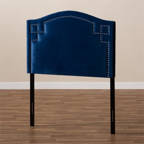 Bowery Hill Modern Velvet and Wood Twin Headboard in Royal Blue