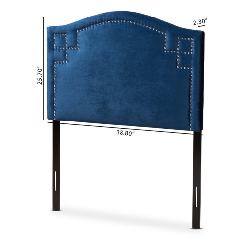 Bowery Hill Modern Velvet and Wood Twin Headboard in Royal Blue