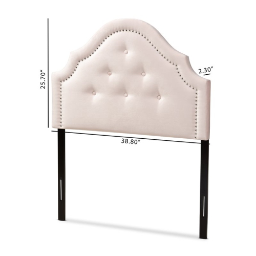 Baxton Studio Cora Tufted Velvet and Wood Twin Headboard in Light Pink